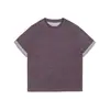 Camiseta de manga corta informal retro americana de la marca Rumeng con estampado de letras para hombre, ajuste holgado de verano, estilo universitario, de manga corta con bloques de color