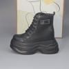 Botas Martin Súper Aumentadoras de Altura para Mujer 10cm Cuero Genuino Botas Estilo Británico Modelo Nuevo 2025 Botines de Suela Gruesa de 12cm Estilo Popular