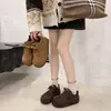Zapatos de Entrenamiento Alemanes Marrones Retro con Velcro para Mujer Otoño Invierno Felpa Cálida Suela Suave Aumentan la Altura 3cm Casual Zapatos Deportivos Forrest Gump