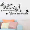 Pegatinas de pared de fondo familiar inglés de venta caliente amor mariposa pegatinas inspiradoras pegatinas autoadhesivas inglesas talladas