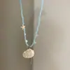 Viagem à Ilha! Colar de estrela-do-mar, concha e pérola para mulheres, nova corrente para clavícula estilo férias à beira-mar 2026, acessório deslumbrante