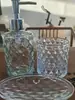Botella de Gel Antibacterial, Botella de Vidrio Vacía, Botella Dispensadora de Loción, Vaso para Enjuague Bucal de Baño, Jabonera, Juego de Tres Piezas