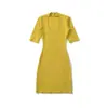 Atacado de Roupas Femininas Transfronteiriças Estilo Europeu e Americano Verão 2026 Nova Moda Cor Sólida Gola Quadrada Vestido Bodycon Franzido