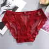 Bragas Cruzadas de Encaje con Lunares Sexys Transparentes, Cintura Baja con Hebilla en Forma de Corazón, Atractivo Diseño Calado, Ropa Interior para Mujer 1057