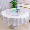 Toalha de Mesa Redonda Grande Impermeável, Resistente ao Calor, Resistente a Manchas, Plástico PVC Sem Lavagem, Toalha de Mesa Redonda de Alto Padrão Estilo Europeu, Especialmente Projetada para Mesas Redondas