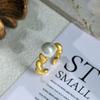 Anillo Torcido Gradiente de Personalidad Temperamento Estilo Hong Kong para Mujer Chapado en Oro de 18k con Incrustaciones de Perla de Agua Dulce Anillo para el Dedo Índice