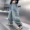 Jeans para Niños Otoño 2026 Nuevos Elegantes Estilo Primavera y Otoño para Niños Pantalones Casuales Tallas Mediana y Grande Niños Pantalones Largos Sueltos Modernos