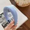 Diadema de Tela Vaquera Lavada Retro para Mujer, Versión Ancha, Diadema Alta con Nudo Superior, Lazo Simple de Puntos, Para Salir