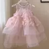 Vestido de Menina Verão Novo Estilo Borboleta Tridimensional Vestido de Princesa Vestido Regata para Bebê Vestido de Tule Vestido Curto Atacado Frete Grátis