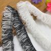 Accesorios de encaje con borlas de estilo pequeño, fragante, blanco y negro, de mohair, para otoño e invierno, hechos a mano, para ropa, con prensado de bordes, con borde crudo.