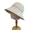 Chapéu de Pescador Colorido Listrado Tecido para Mulheres, Chapéu Respirável com Vazados para Proteção Solar, Versátil para Férias na Praia e Passeios