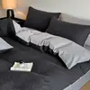 Conjunto de cama de quatro peças, alta contagem de fios, 100% algodão, espessado, jacquard em relevo, escovado, 100% algodão, luxo leve, adequado para todas as estações, roupa de cama quente