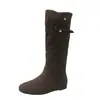 Outono/Inverno 2026 Novo Estilo Bico Redondo Salto Baixo Grosso Emagrecedor Moda Francesa Sexy Deslumbrante Botas Longas de Malha Femininas