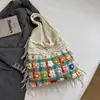 Bolso Tejido de Estilo Casual para Mujer, Nuevo Bolso de Hombro Color Block para Vacaciones Verano 2026, Bolso Tote de Gran Capacidad para el Trabajo