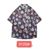 Camisa havaiana de flores masculina manga curta estilo tailandês Hong Kong barroco Pu camisa bonita praia férias à beira-mar casaco de seda gelo