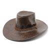 Sombrero de caballero vaquero occidental con estampado de hojas de cuero para las cuatro estaciones, ideal para hombres y mujeres, sombrero para el sol de ala grande, sombrero para el sol para acampar al aire libre.