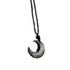 Collar de Luna Creciente para Hombre Plata Piedra de Moda Tendencia Moda de Alta Gama Versátil Cordón Tejido a Mano Diseño Personalizado Joyería para Mujer