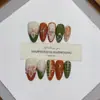 Daiyueda Unhas Usáveis Puras Feitas à Mão Outono e Inverno Novo B321 Totalmente Pintadas à Mão Esculpidas Elegantes Estilo Exportação Adesivo de Nail Art