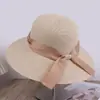 Nuevo Sombrero de Paja Plegable Transpirable de Moda con Lazo de Cinta No Extraíble para Vacaciones en la Playa al Aire Libre Sombrero para el Sol