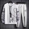 Traje Deportivo Casual Van Kesi Primavera y Otoño Nuevo Color Combinado Tendencia Estilo Hong Kong Holgado Wafflet Cuello Redondo Sudadera