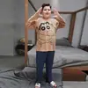 Pijama infantil masculino plus size para primavera e outono, manga longa extra grande, 100% algodão, roupa de casa estilosa para crianças maiores