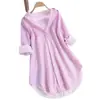 Grandes Cantidades en Stock de Camisas de Mujer de Estilo Nuevo Europeo y Americano de Amazon, Sueltas, con Rayas Verticales, de Longitud Media, Camisas de Manga Larga Casuales y de Moda