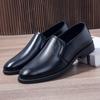 Sapatos Masculinos de Couro Business Casual Sapatos Sociais Solado Macio Antiderrapante Slip-on Sapatos Preguiçosos para Meia-idade e Idosos Sapatos de Pai Preto