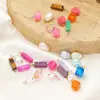 Pingente de Contas Cilíndricas de Pedra de Cristal em Aço Inoxidável Galvanizado para Colar Pulseira DIY Moda Acessórios de Roupa Joias