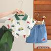 2025 Nuevo Verano Ropa Infantil Niño Lassel Multicolor Coche Bebé Niños Traje Camisa POLO Traje de Manga Corta Conjunto de Dos Piezas