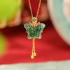Joyería Yuebao Plata Esterlina S925 Chapado en Oro Jade Vintage Moda Nacional Cloisonné Mariposa Borla Colgante Nuevo Colgante Chino