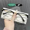 Armações de Óculos Meio Aro Estilo Business da Moda Tr Armação Quadrada Masculina Óculos Sem Grau Anti-Luz Azul Podem Ser Equipados com Lentes de Grau Tendência