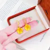 Brincos Pendentes Flor de Rosa Estilo Chinês Novo Liga de Cobre Dourado Simulado para Mulheres Nicho Sensação de Luxo Casamento Três Ouros Brincos Florais Tridimensionais