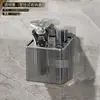 Estante de Almacenamiento de Cepillo de Dientes Pasta de Dientes Peine para Baño de Lujo Ligero Caja de Almacenamiento de Cosméticos para Lavabo Montado en Pared sin Perforaciones
