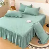 Faldón de Cama Acolchado de Algodón Lavable Pieza Única 2024 Nuevo Faldón de Cama Engrosado Cubrecolchón Estilo Faldón de Cama Ocultar Defectos Protector de Colchón Cubierta