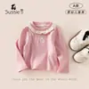 Camisa de Manga Longa para Meninas 2026 Nova Coleção Primavera Cores Dopamina Cor Sólida Manga Longa Estilo Doce Coreano Roupa Infantil