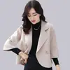 Otoño e Invierno Nueva Chaqueta Corta de Lana Coreana para Mujer Traje de Moda Ajustado Traje Pequeño de Lana Corto