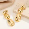 Pendientes Cuadrados Geométricos de Metal Estilo Minimalista Europeo Forma de Gota de Agua para Mujer Pendientes Largos Irregulares Plegados Joyería Transfronteriza
