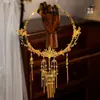 Accesorios para el Cabello de Novia Estilo Chino 2024 Nuevo Vintage Pin de Flor Dorada Vestido Clásico Xiuhe Vestido de Dragón y Fénix Adornos para el Cabello para Niños