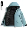 Forro de plumón de algodón Chaqueta Exterior Tres en Uno Ropa de Abrigo para Mujer Traje de Montañismo para Hombre Cortavientos Impermeable con Capucha 26 Nuevo Estilo
