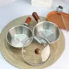 Bol de Acero Inoxidable para Ramen para una Persona Olla Pequeña Bol Batidor de Huevos Mango Desmontable Olla de Ramen para el Hogar Bol para Ensalada Madera de Nogal