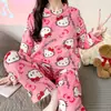Nuevo pijama de invierno y otoño de manga larga, conjunto de dos piezas dulce de dibujos animados, pijama de forro polar de coral, ropa de casa cálida estilo ins