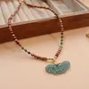 Collar de Sándalo y Jade Azul Estilo Nuevo, Estilo Chino Nuevo, Colgante de Celebridad de Internet de Nicho de Gama Alta, Cadena Versátil de Lujo Ligero para la Clavícula