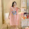 Camisón para Mujer Verano 2025 Nuevo Camisón de Largo Medio Ropa para el Hogar Pijama de Estudiante de Dibujos Animados Estilo Coreano para Vestir