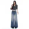 Jeans Retro Azules con Pliegues de Onda de Agua de Tiro Bajo para Mujer, Novedad Principios de Otoño 2026 Ajustados Versátiles Vintage de Pierna Recta