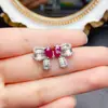 Pendientes de Rubí Natural Populares al por Mayor de Fábrica con Incrustaciones de Plata S925 Piedra Principal 4*6 Joyería de Lujo Directamente de Fábrica