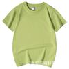 Camiseta de manga corta de algodón puro para niños y niñas de verano, camiseta básica de color sólido con cuello redondo, ropa para clase, ropa para actividades al por mayor