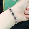 Pulseira de Espinélio Natural Cristal Transparente Cor Fogo Completo Prata 925 18K Hao Incrustado Design de Luxo Leve Pedra Principal 4x6mm