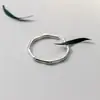 Anillo de bambú cuadrado para caminar, anillo de plata de ley S925 para mujer, simple, moderno, versátil, diseño de nicho, anillo fino, anillo abierto, anillo índice