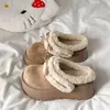 Zapatos de mujer estilo Birkenstock con plataforma gruesa y felpa, retro, que aumentan la altura, nuevos de invierno 2026, pantuflas cálidas de algodón peludo para personas petite
