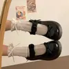 Zapatos de Cuero Dulces y Frescos con Lazo para Mujer, Nuevo 2026 Primavera Estilo JK Japonés Zapatos Mary Jane de Boca Baja con Suela Gruesa Estilo Británico